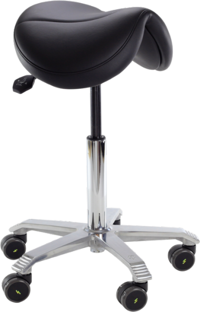 ESD Swivel Saddle Stool Jumper of Amazone ESD Adjustable Seat Angle Lumbar Support ESD Black Leather ESD